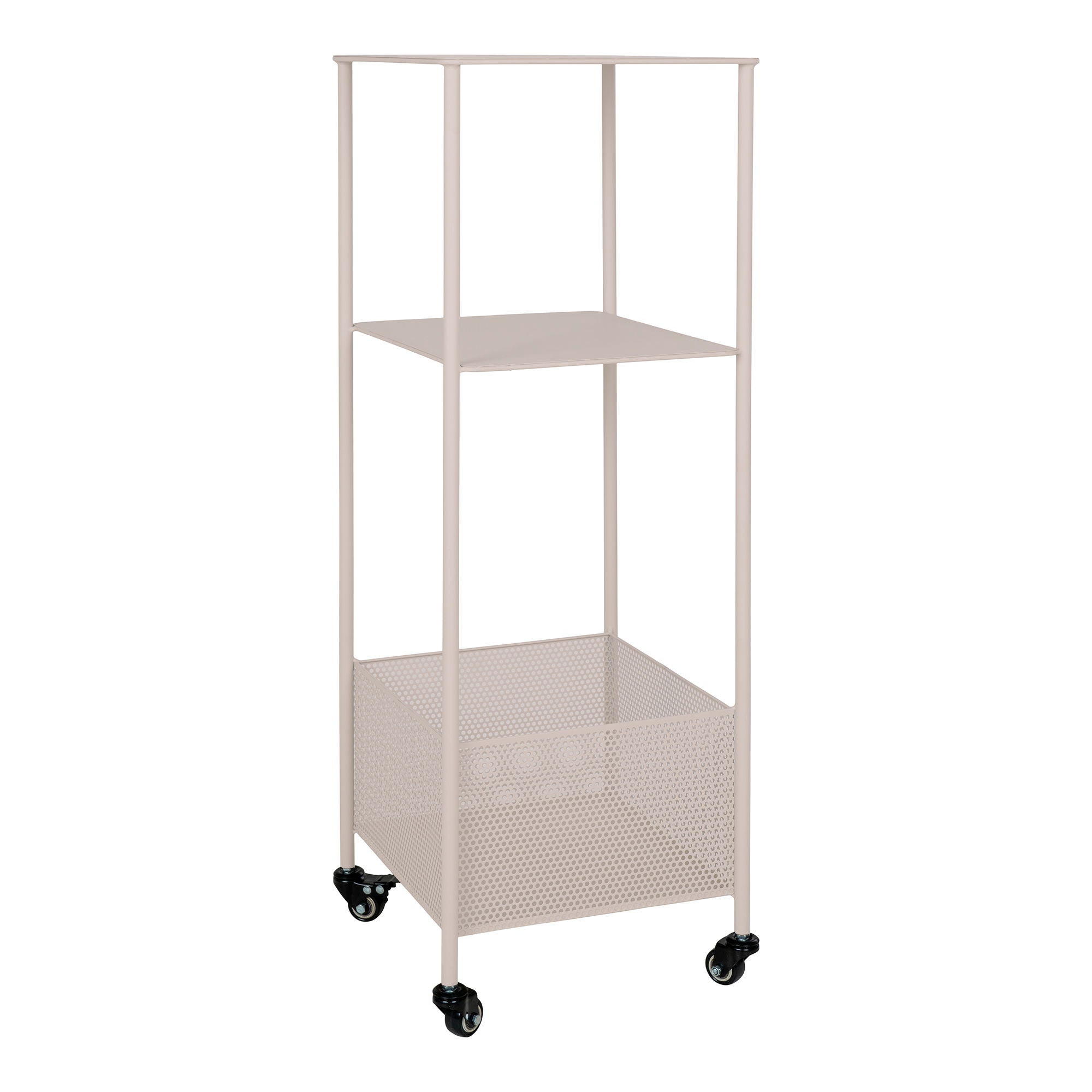 Torres Metal Cart - Metal Cart, steel, sand, 3 shelves 35x35x100 cm