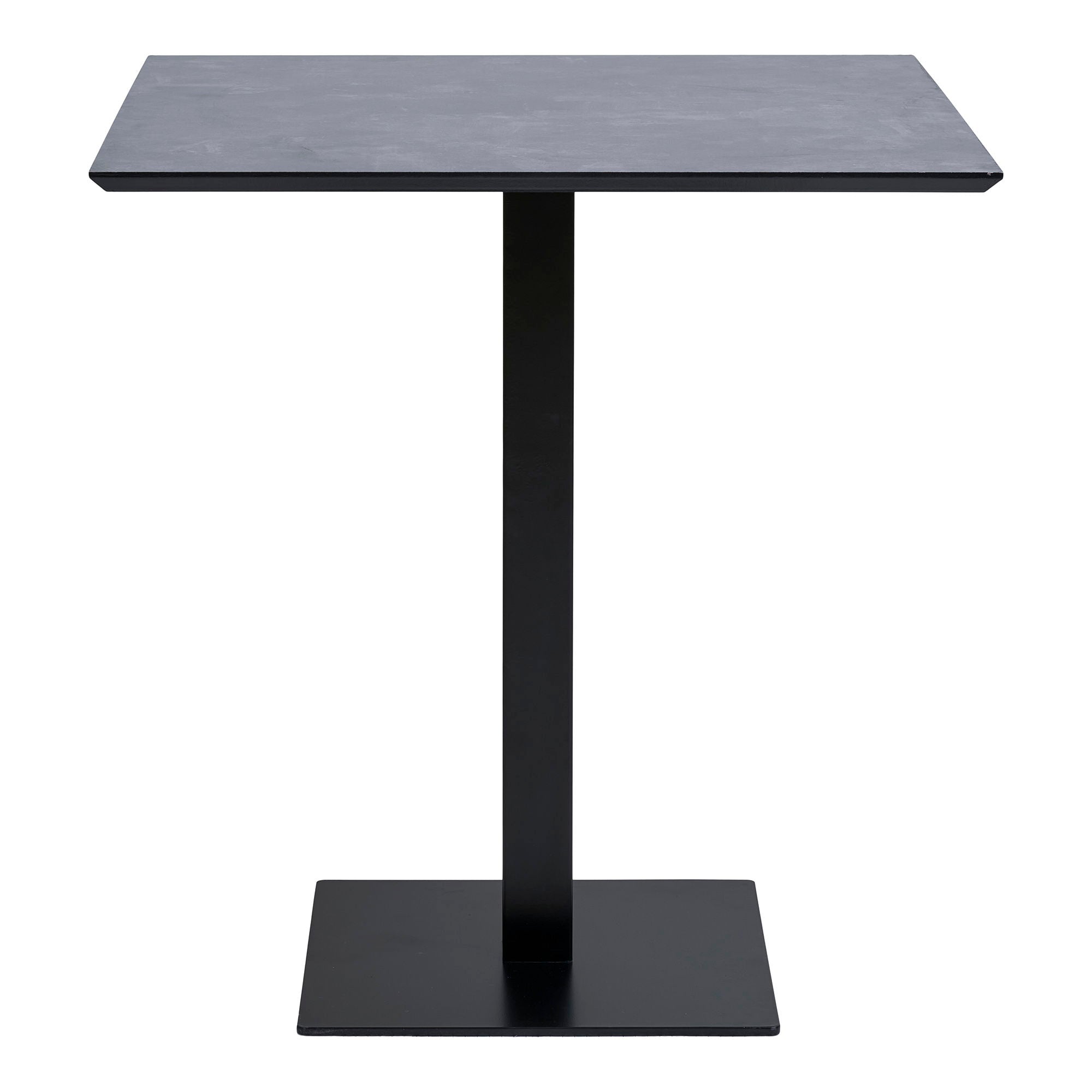 Fano Cafe Table - Cafe table, melamine, dark stone-look, black metal base 70x70x75 cm