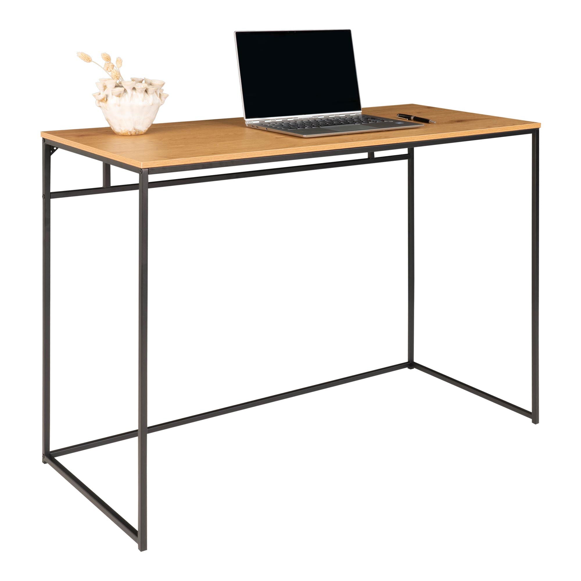 Vita Desk - Desk, oak look with black frame 100x45x75 cm