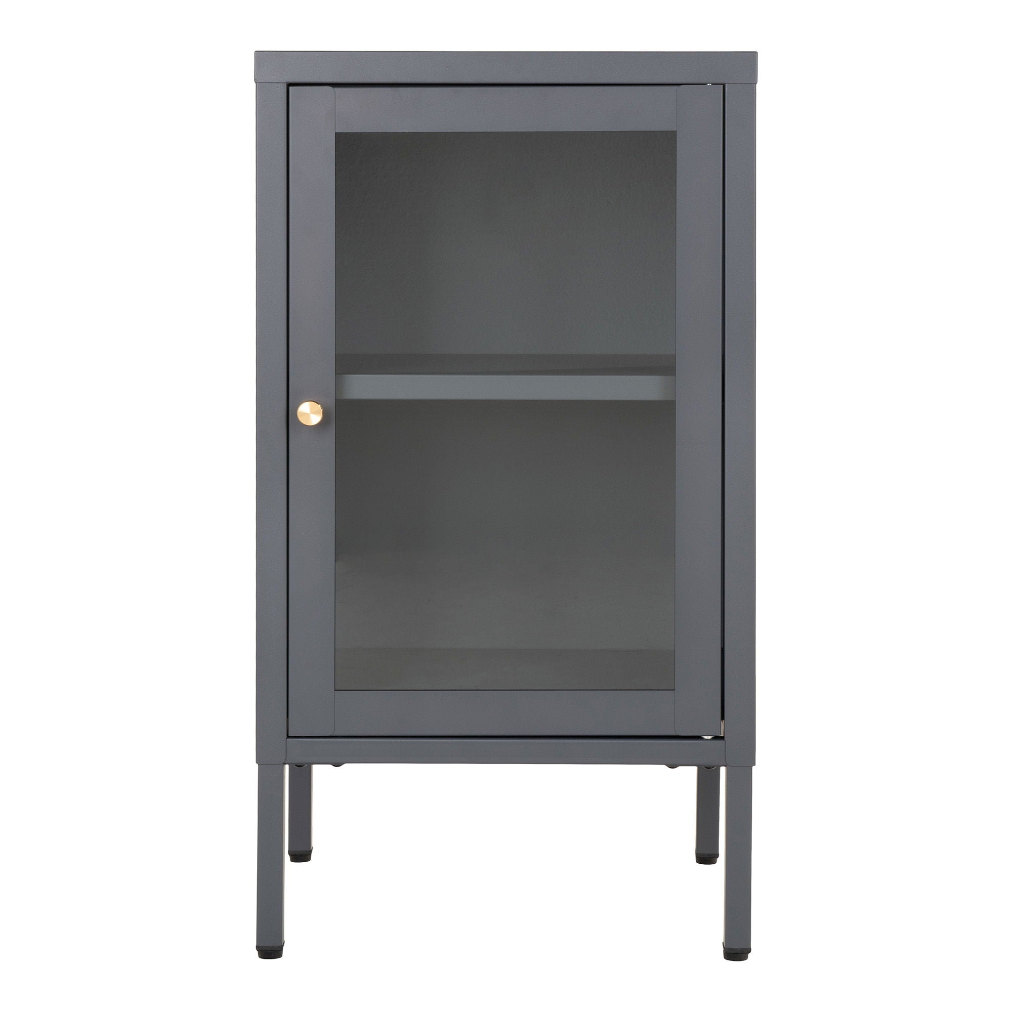 Dalby Cabinet - Cabinet, 1 glass door, steel, grey 38x35x70 cm