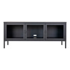 Brisbane TV Bench - TV Bench, 3 glass doors, steel, black 130x40x55 cm
