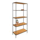 Vita shelf - shelf, 5 shelves, oak look, black frame 80x36x170 cm