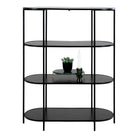 Vita shelf - Oval shelf, 4 shelves, black, black frame 85x36x111 cm