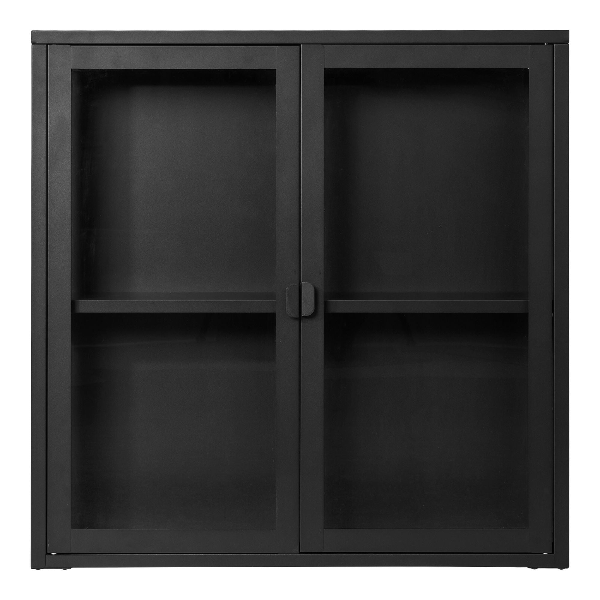 Brisbane Hanging Display Cabinet - Hanging Display Cabinet, 2 glass doors, steel, black 80x18x80 cm
