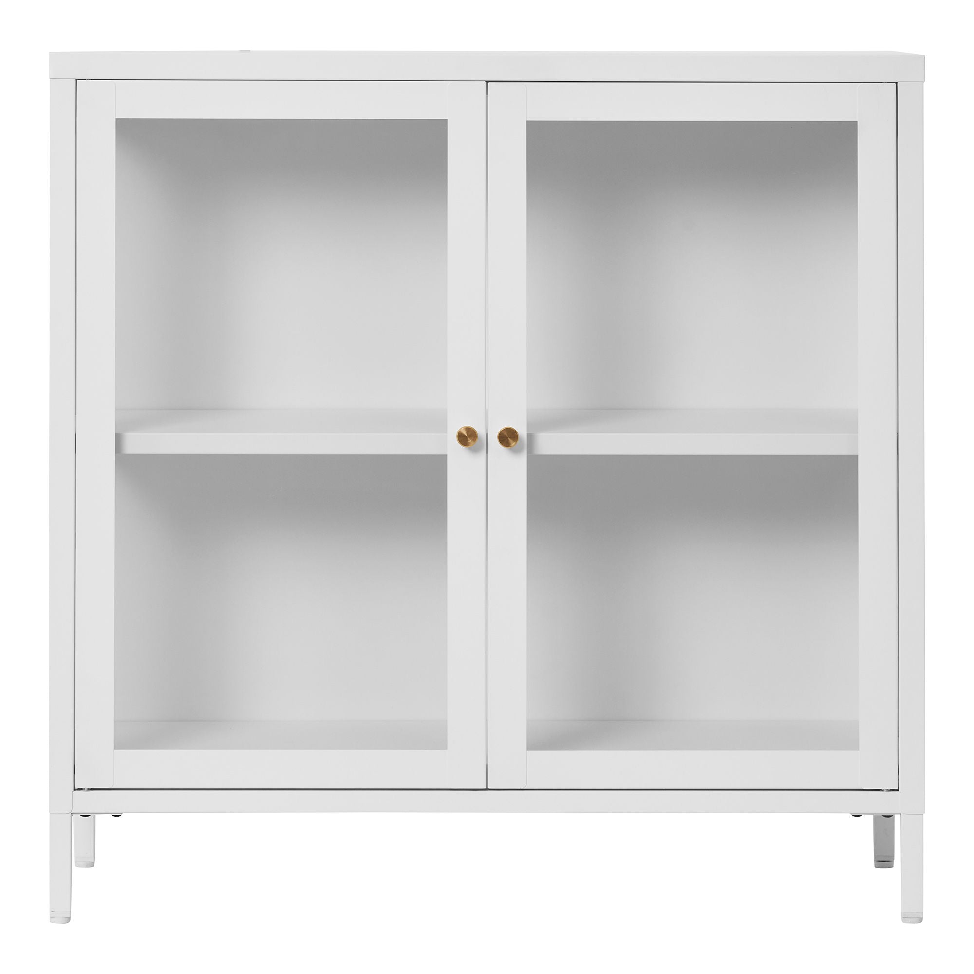 Dalby Cabinet - Cabinet, 2 glass doors, steel, white 80x35x80 cm