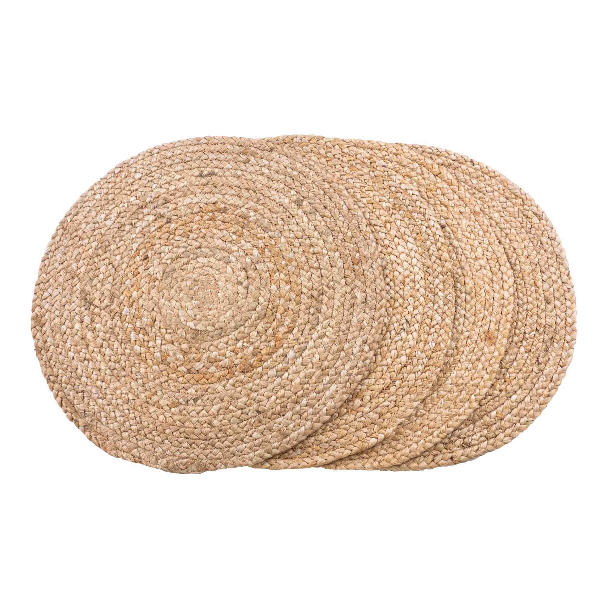 Bombay Placemat, set of 4 - Placemat in braided jute, nature ø38 cm, set of 4