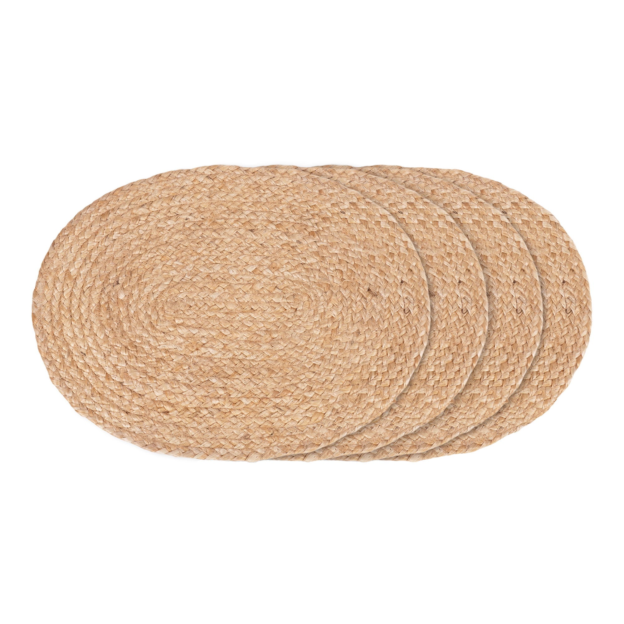 Bombay Placemat - Placemat in braided jute, nature, oval 35x45 cm, set of 4