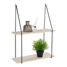 Haag Wall Shelf - Wall Shelf, 2 wood shelves, black frame, 55x21 cm
