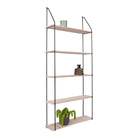 Eindhoven Wall Shelf - Wall Shelf, 5 wood shelves, black frame 65x17x145 cm