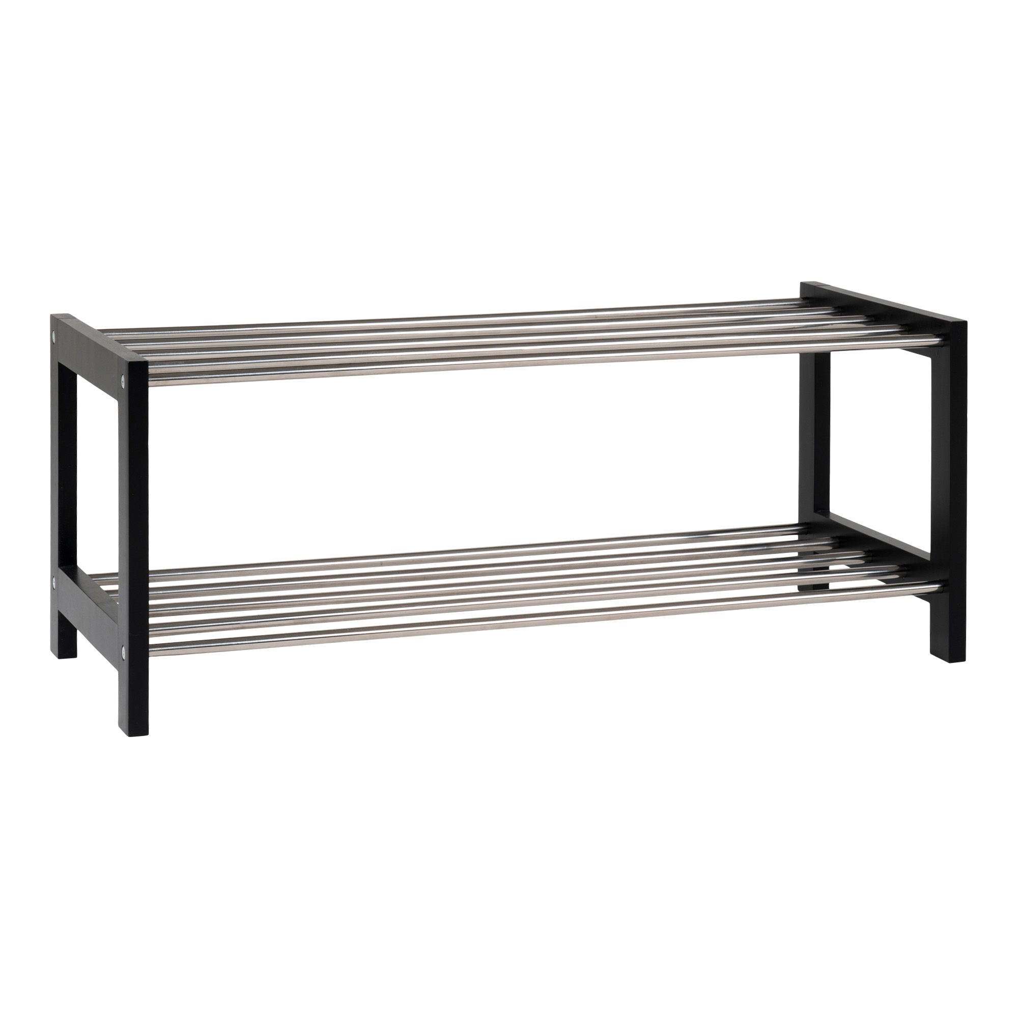 Padova Shoe Rack - Shoe rack, wood/steel, 2 shelves, black 78x34 cm