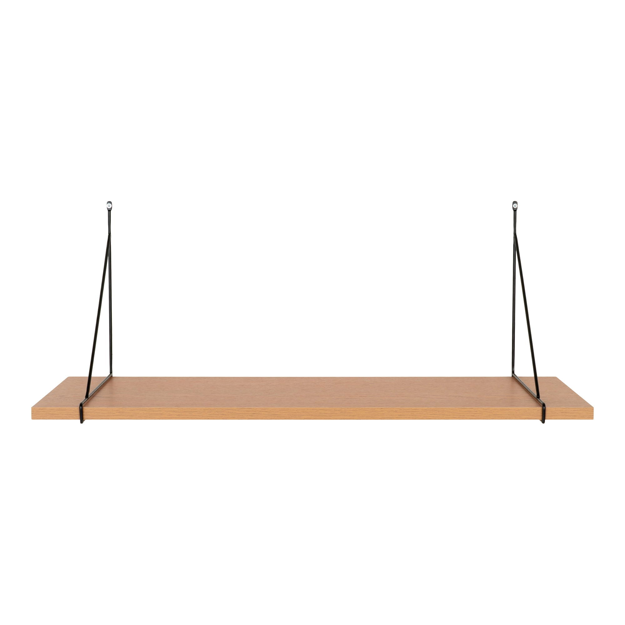 Chiba Wall Shelf - Wall Shelf, ash veneer, black steel frame 80x29 cm