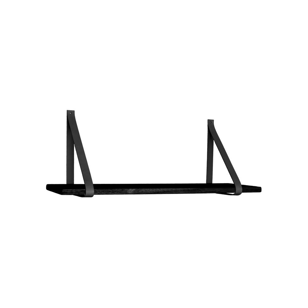 Forno Shelf - Shelf, black, black leather straps 80x20 cm