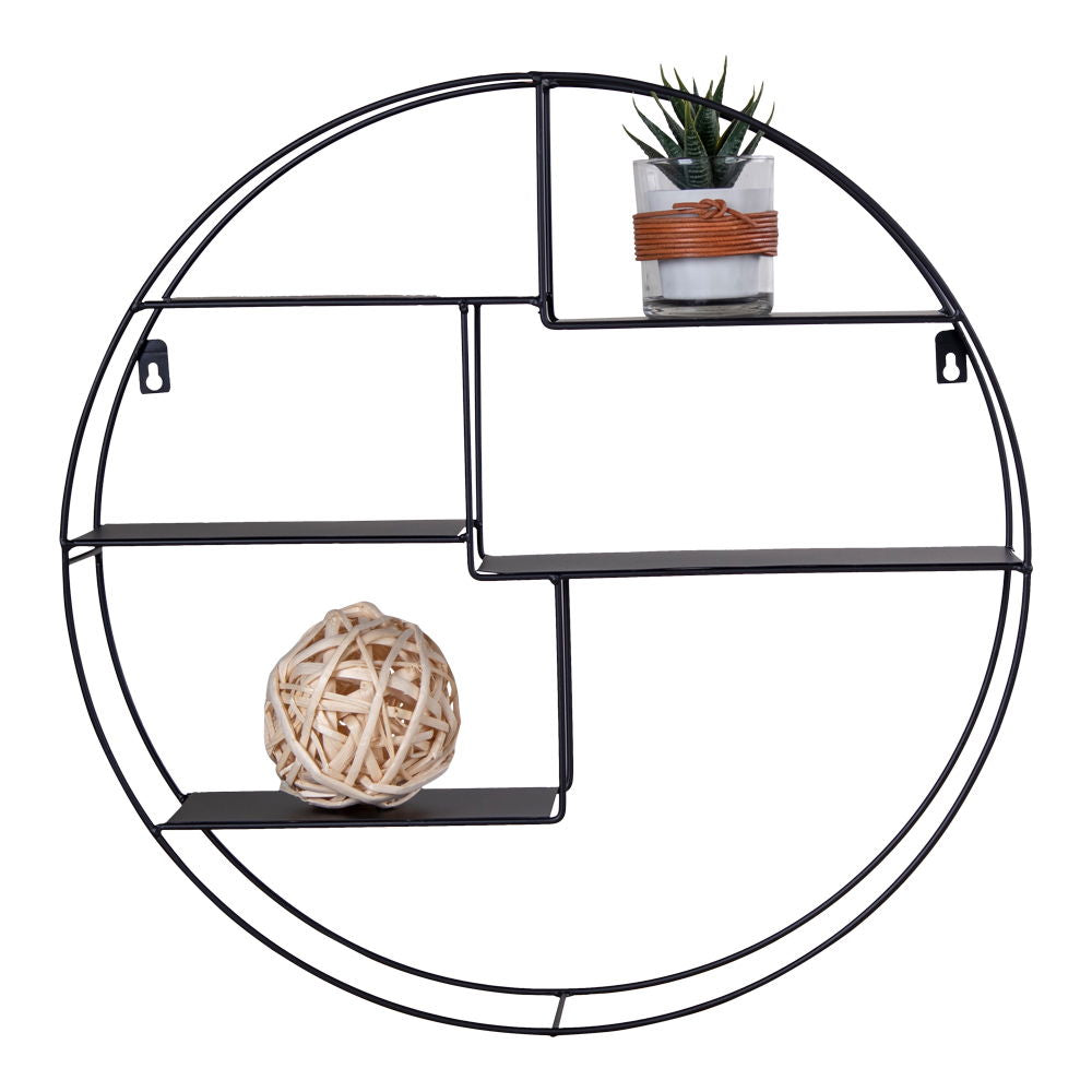 Genk Wall Shelf - Wall shelf, steel, black Ø47x10 cm