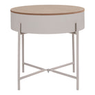 Sisco Side Table  - Side Table, beige steel, natural top ø40x40 cm