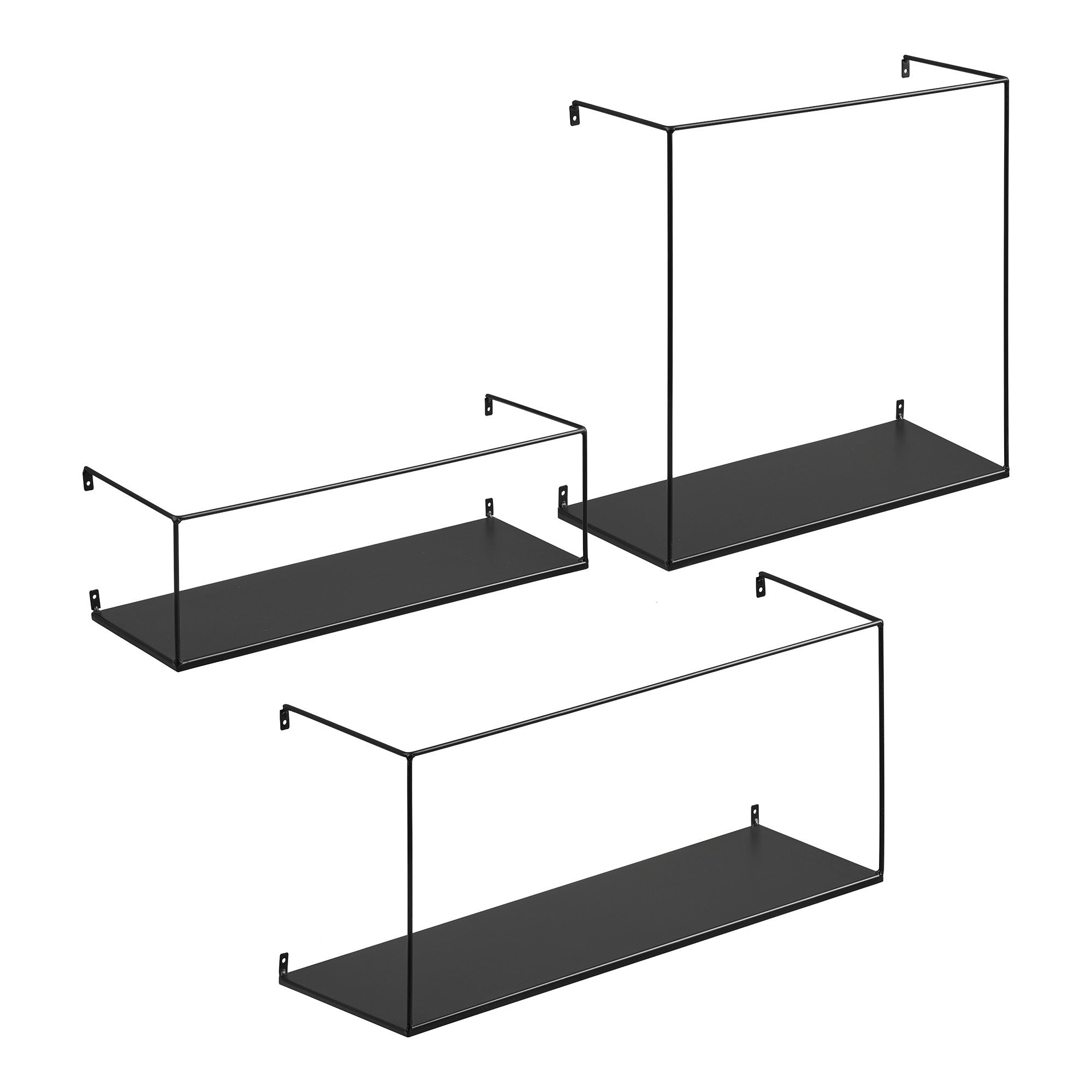 Ulmo Wall Shelf - Wall shelf, steel, black set of 3