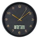 Amiens Wall  - Wall clock with digital display, plastic, black, silent movement ø25 cm