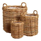 Burton Baskets - Baskets, kubu rattan, nature set of 3