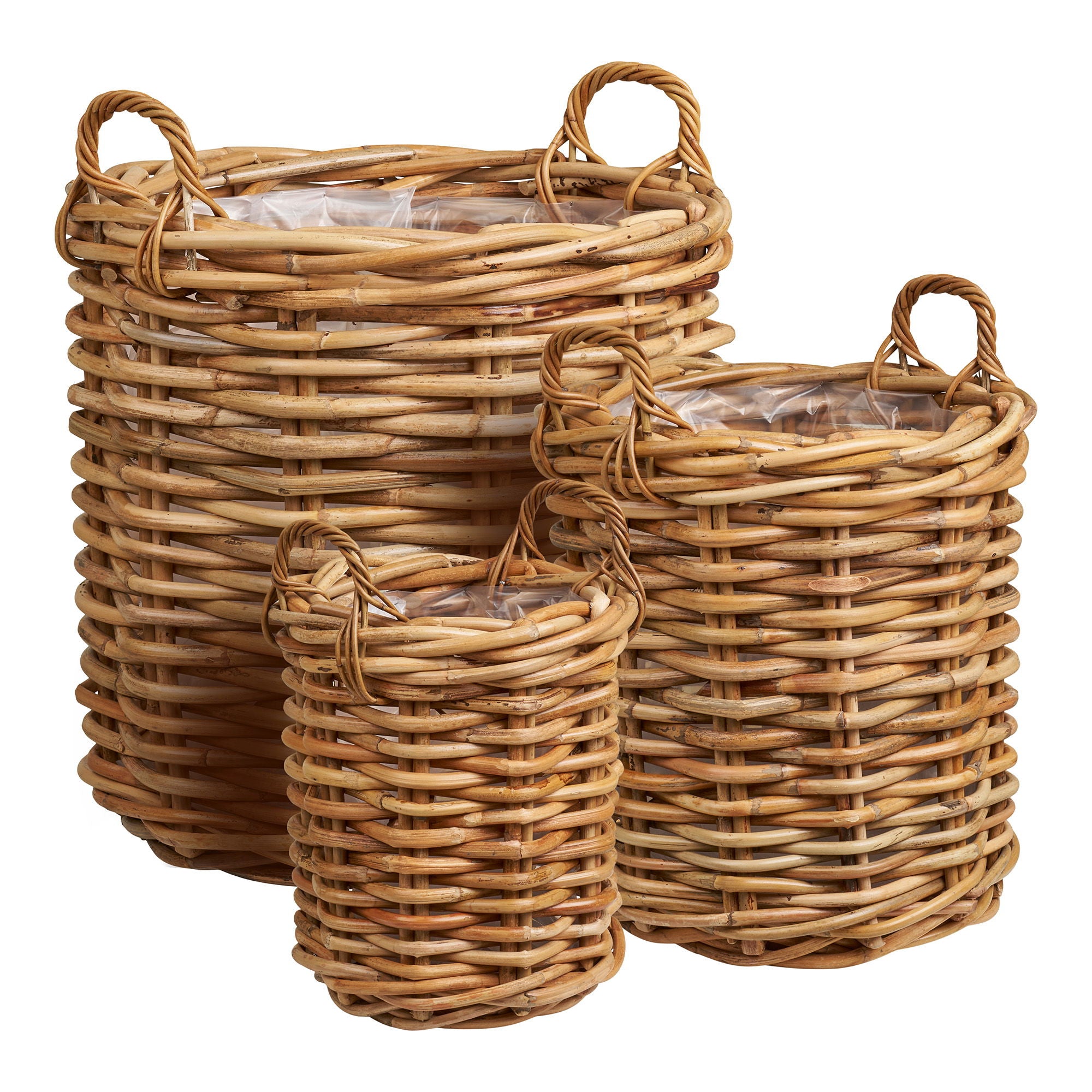 Burton Baskets - Baskets, kubu rattan, nature set of 3