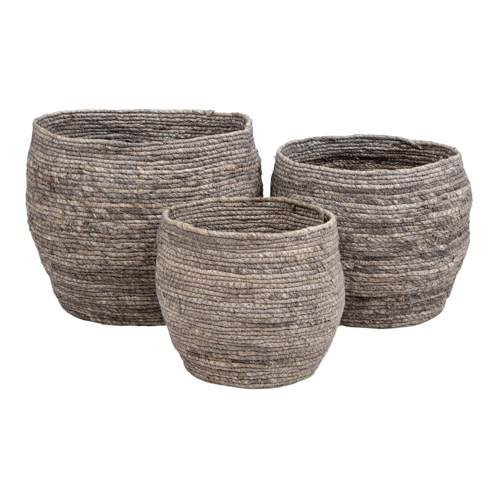 Tivoli Baskets - Baskets, maize leaves, grey, set of 3
