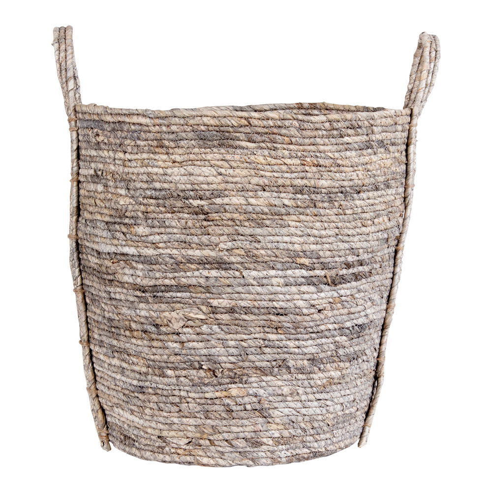 Udine Basket - Basket, maize leaves, grey, ø41x49 cm