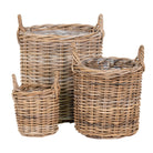 Sema Baskets - Baskets, kubu rattan, nature set of 3