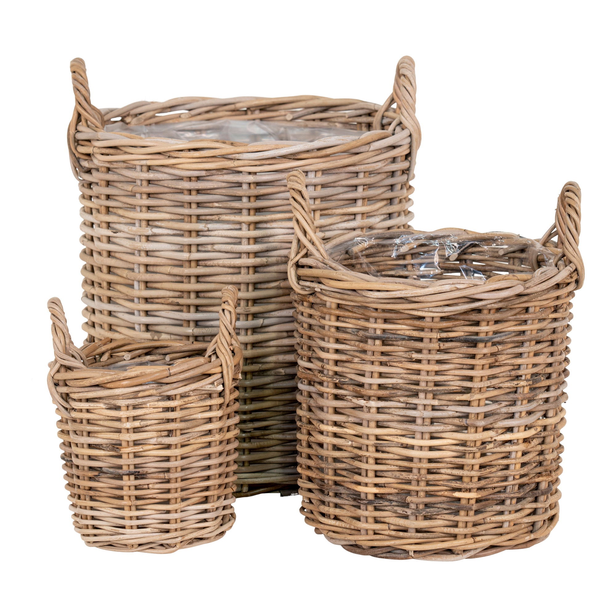 Sema Baskets - Baskets, kubu rattan, nature set of 3