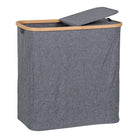 Noto Laundry Basket - Laundry basket, bamboo/textile, dark grey, 54x33x54 cm