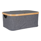 Noto Basket - Basket, bamboo/textile, dark grey, 38x26x16 cm
