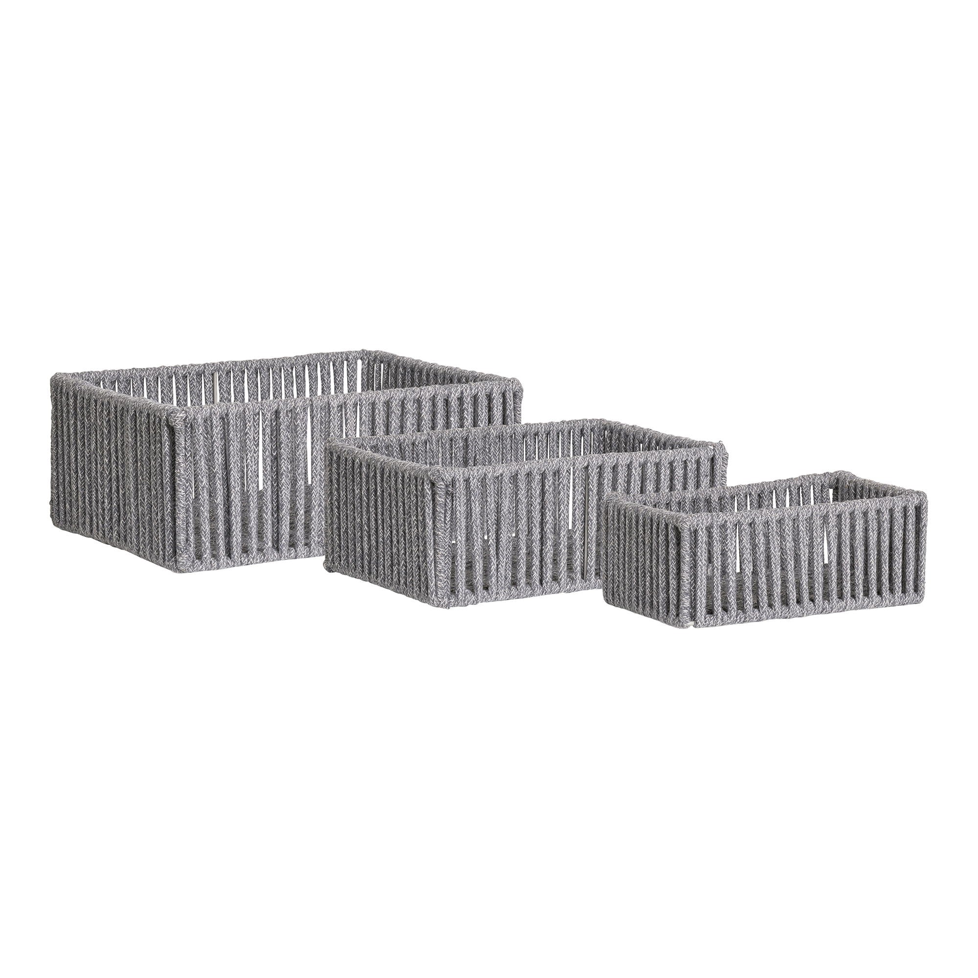 Arese Baskets - Baskets, cotton/metal, grey, set of 3