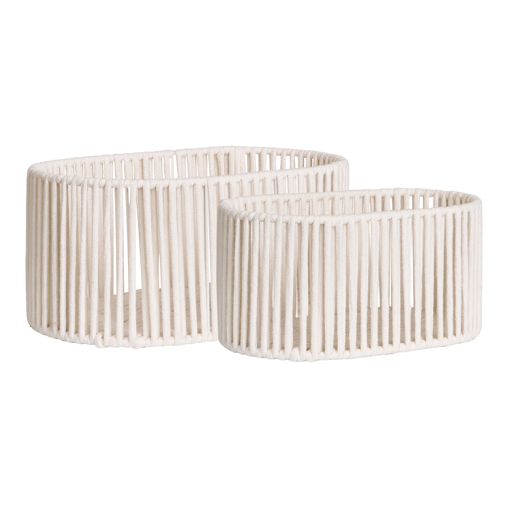 Arese Baskets - Baskets, cotton/metal, off-white, set of 2