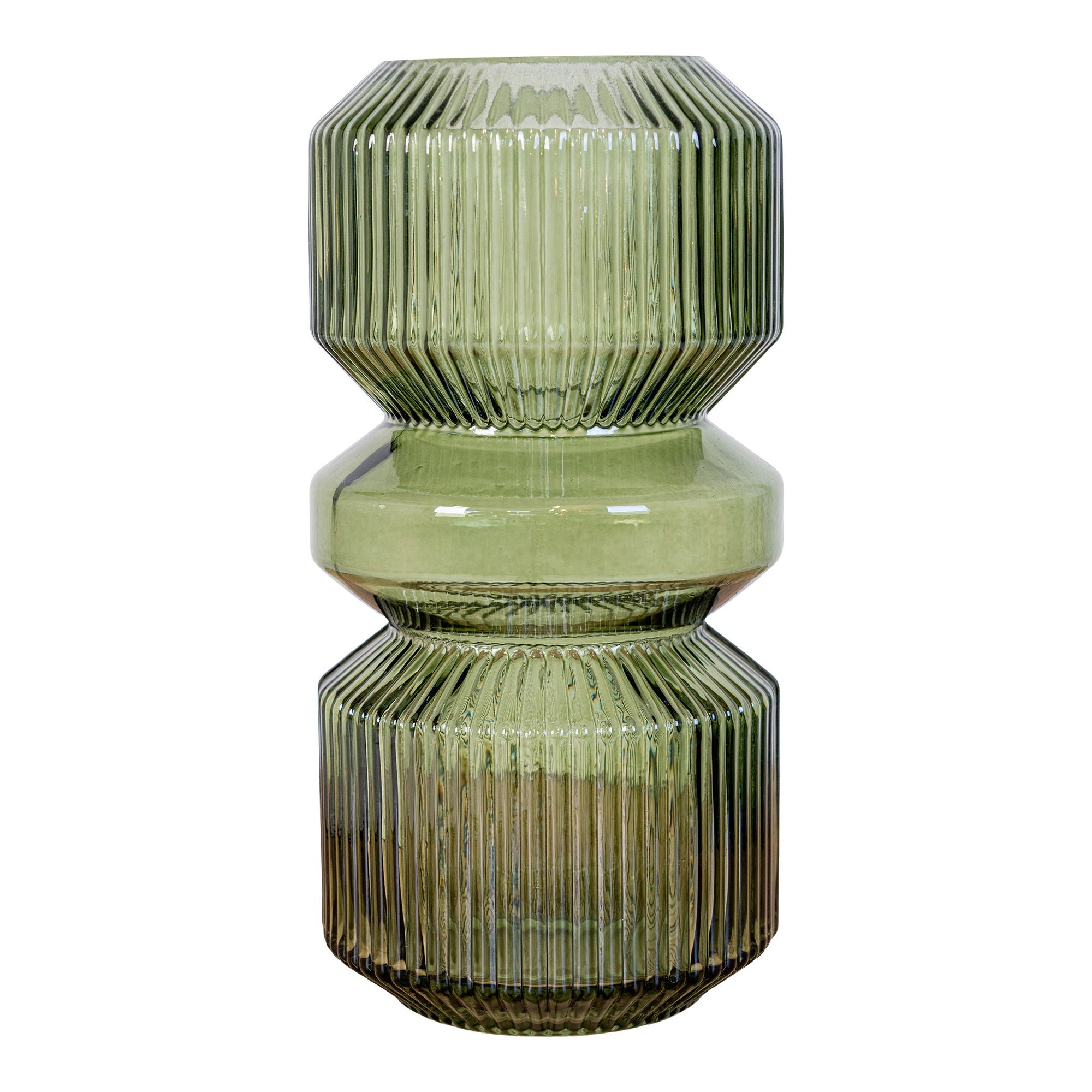 Vase - Vase, glass, green, ø12x25 cm