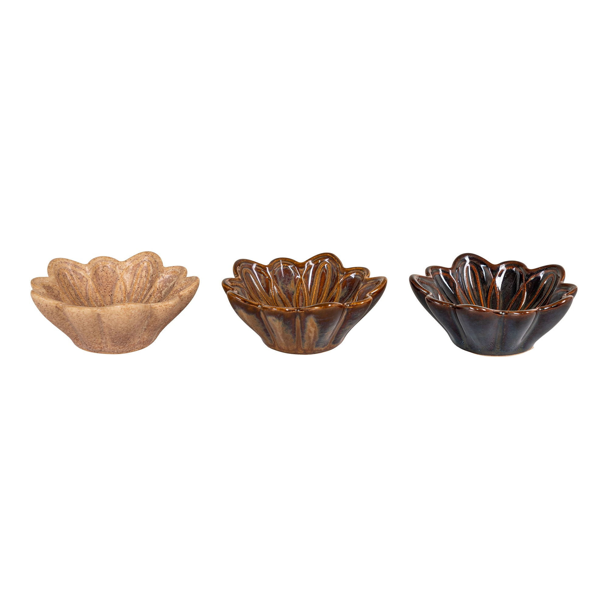 Bowl - Bowl, ceramic, beige/brown/dark brown, ø8,5x3,5 cm, set of 3
