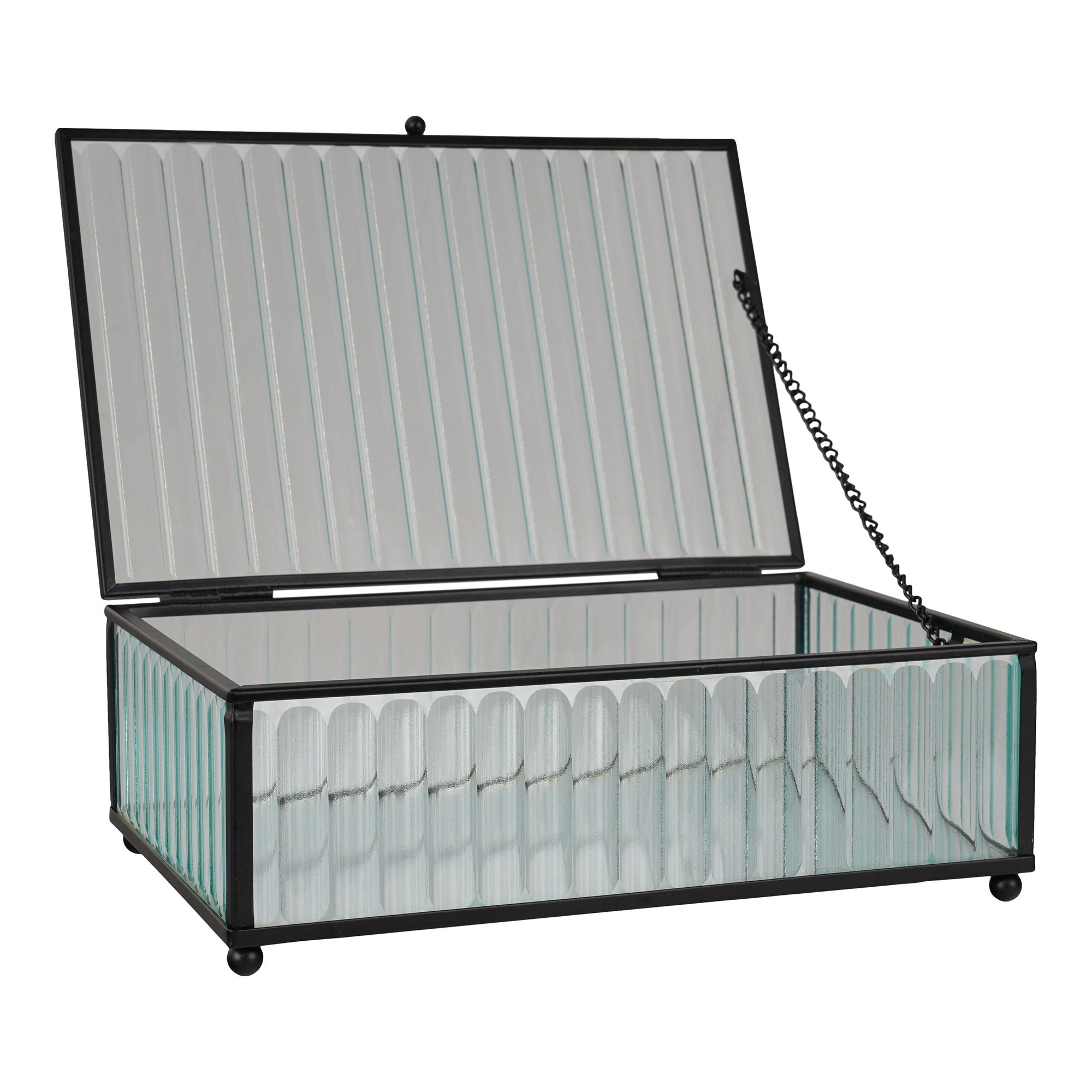 Santorini Box - Box, glass/metal, black, 20x13x7 cm