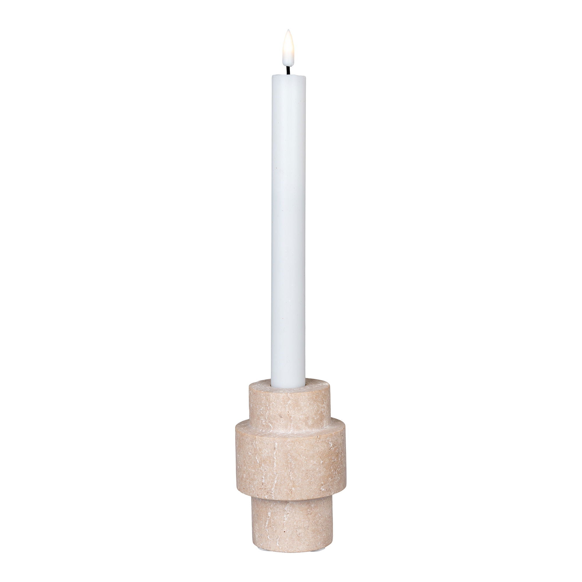 Candle Holder - Candle holder, travertine, natural, ø7x10 cm