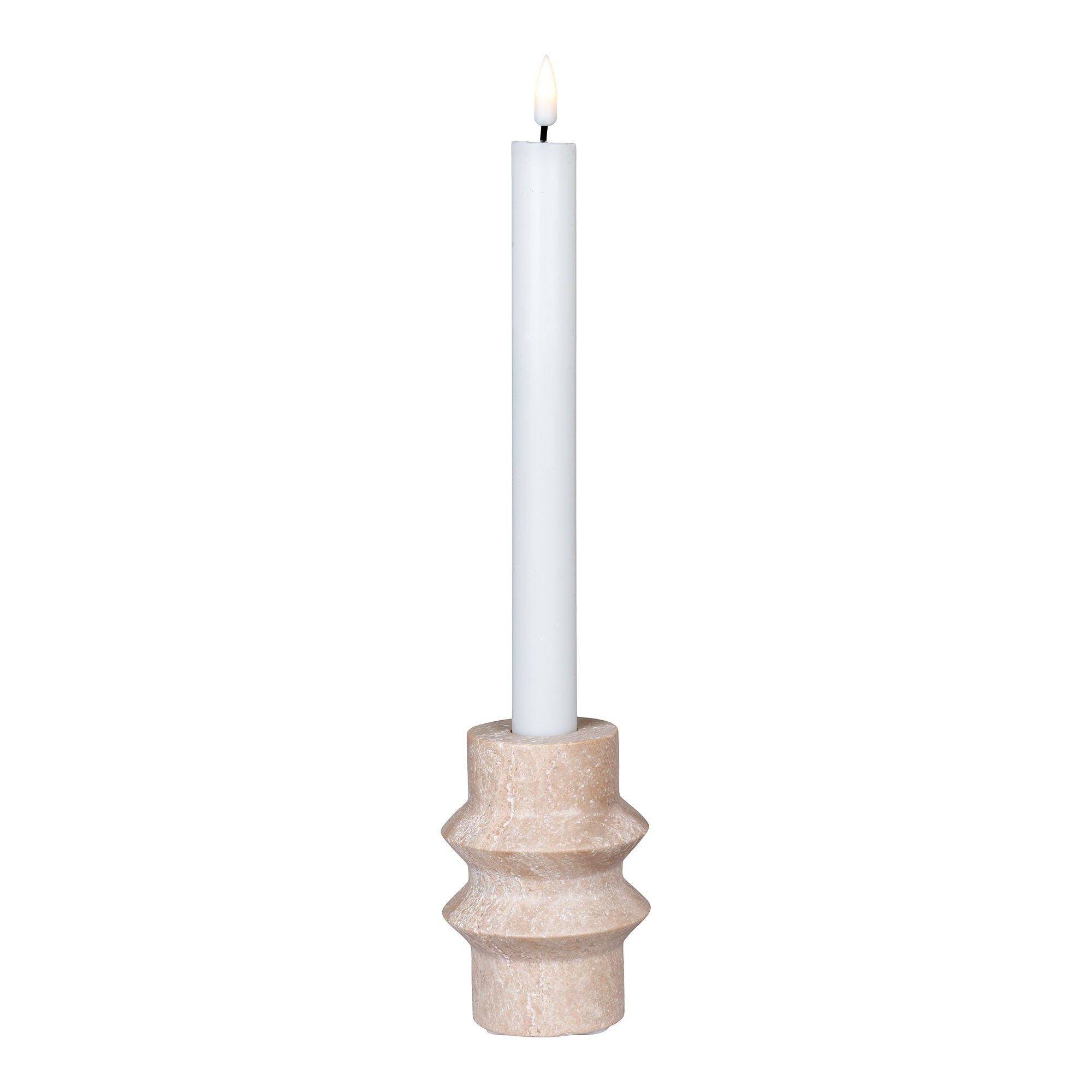 Candle Holder  - Candle holder, travertine, natural, ø7x10 cm