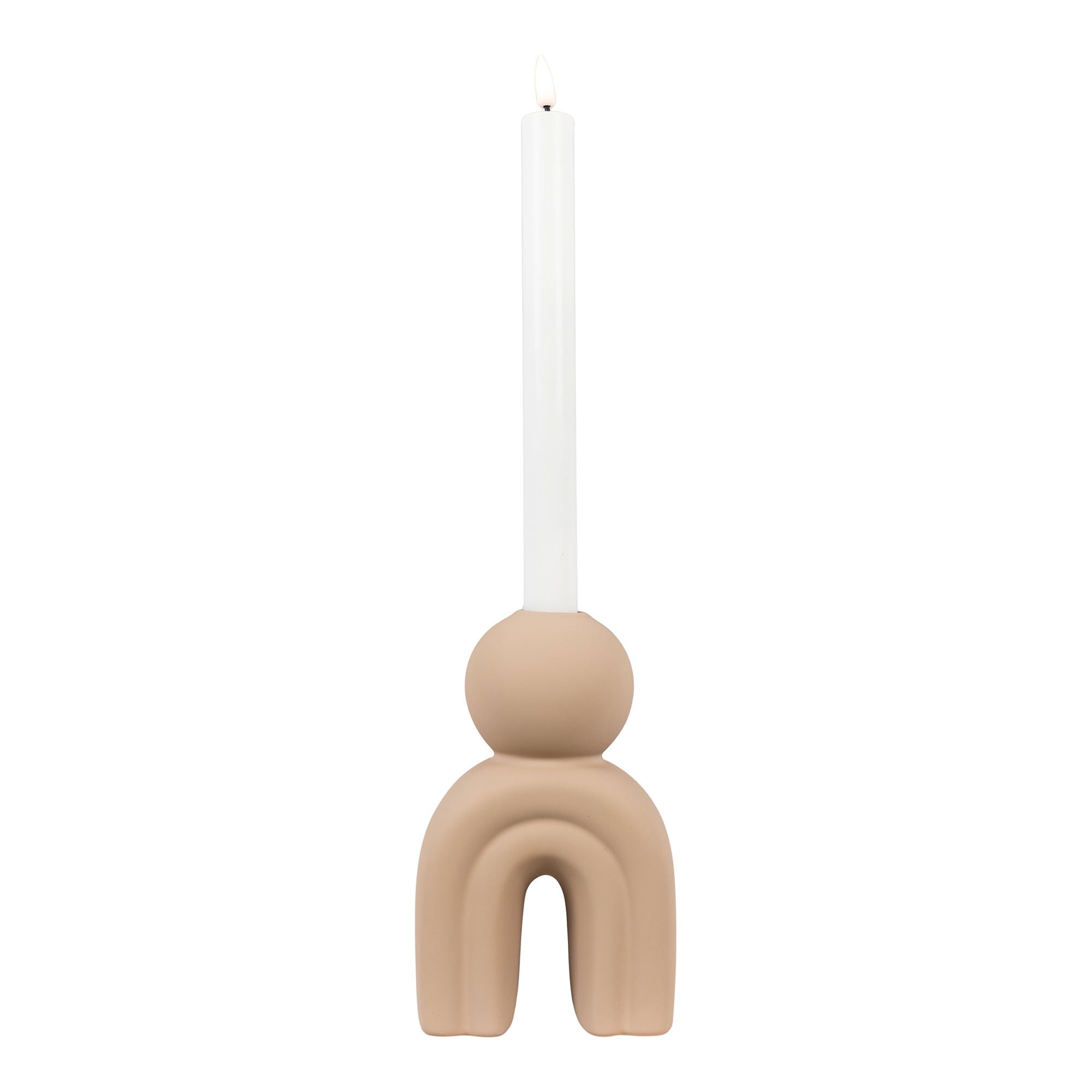 Candle holder - Candle holder, ceramic, brown, 10,5x6,5x17 cm