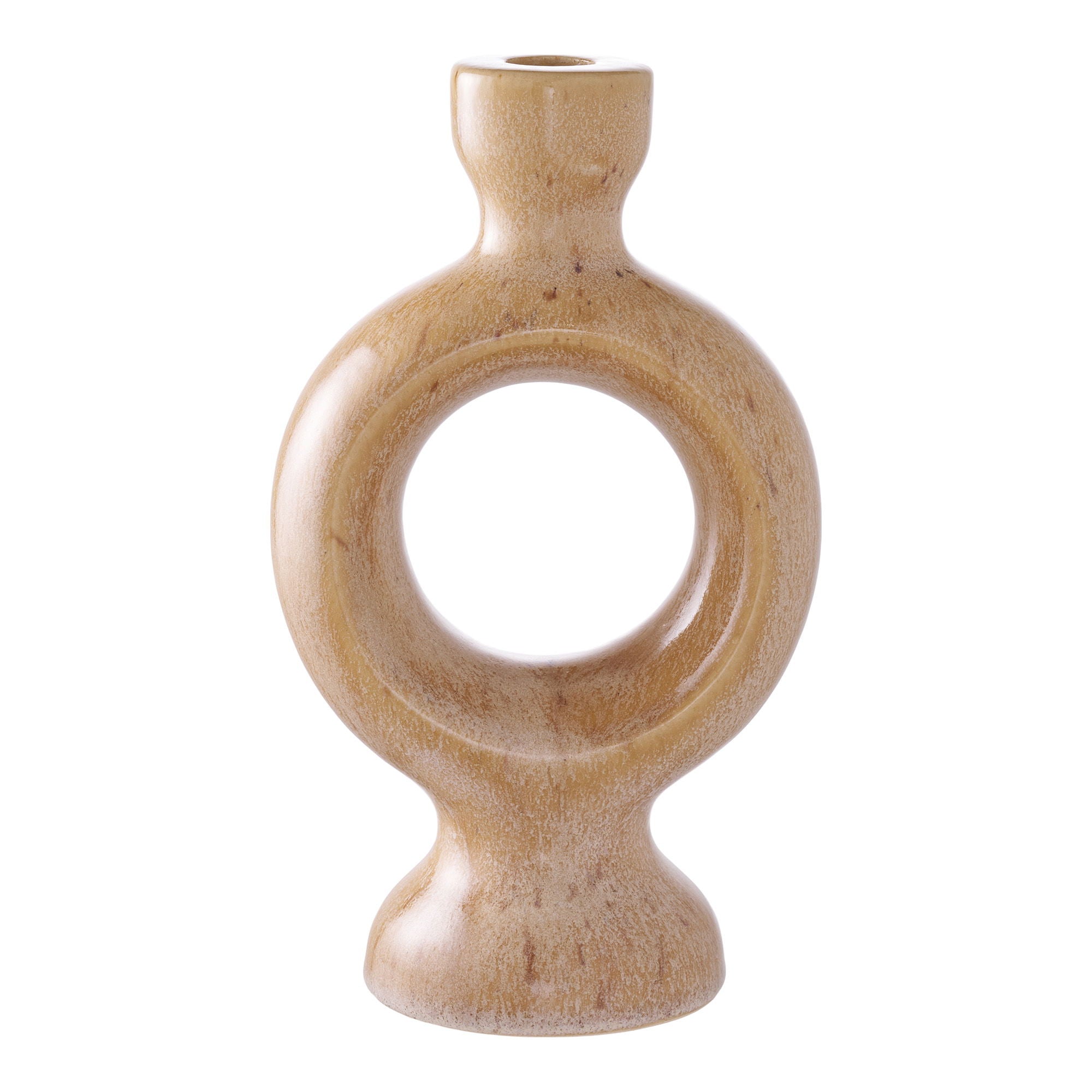 Candle Holder - Candle holder, ceramic, brown 13,5x8,8x23,4 cm