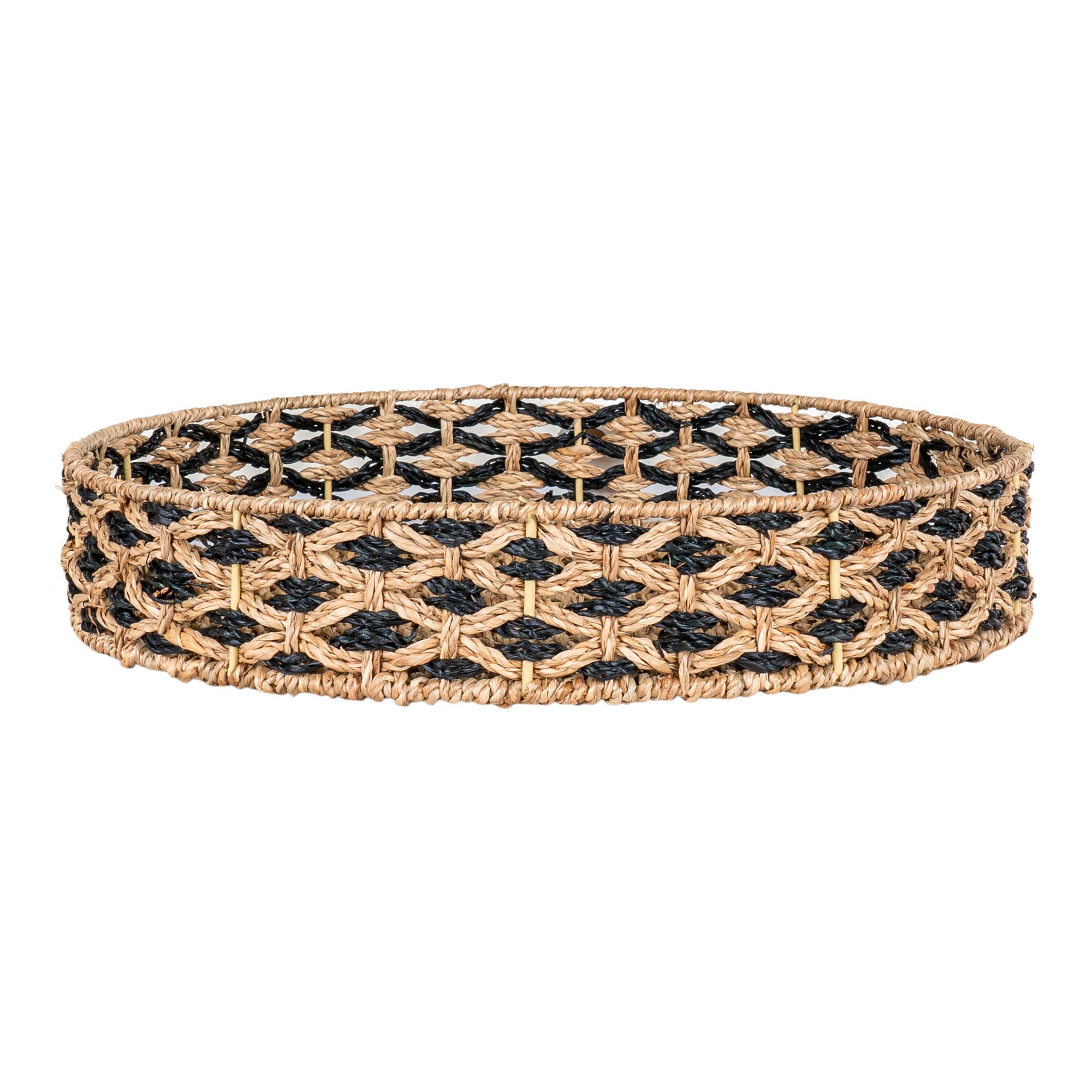Nerja Tray - Tray, seagrass, black/nature ø38 cm