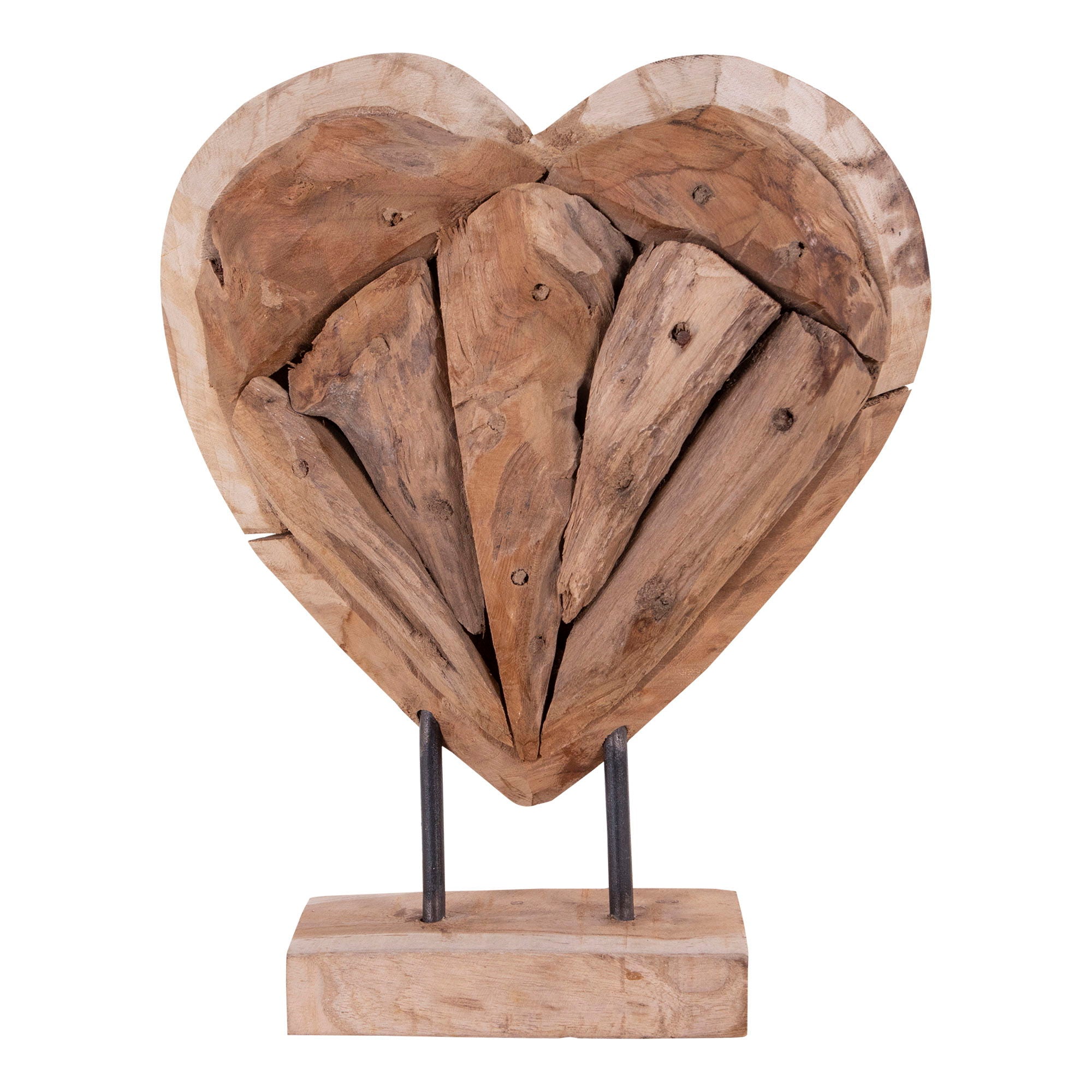 Almada Heart - Decorative heart,  teak, nature, h30 cm