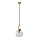 Luton Pendant - Pendant, clear glass, brass colored socket, ball shaped, Ø20 cm