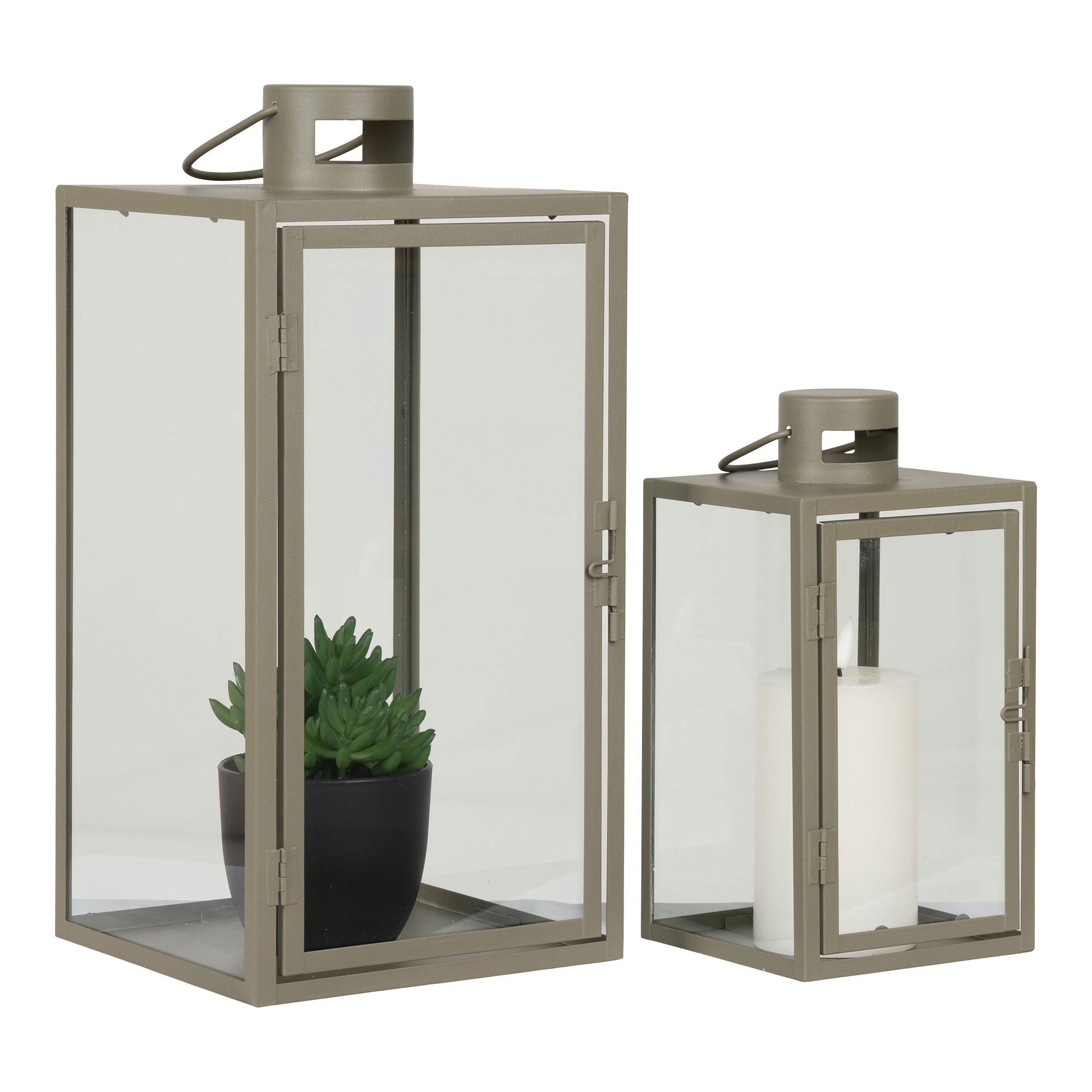 Corfu Lanterns - Lanterns, metal/glass, green, set of 2