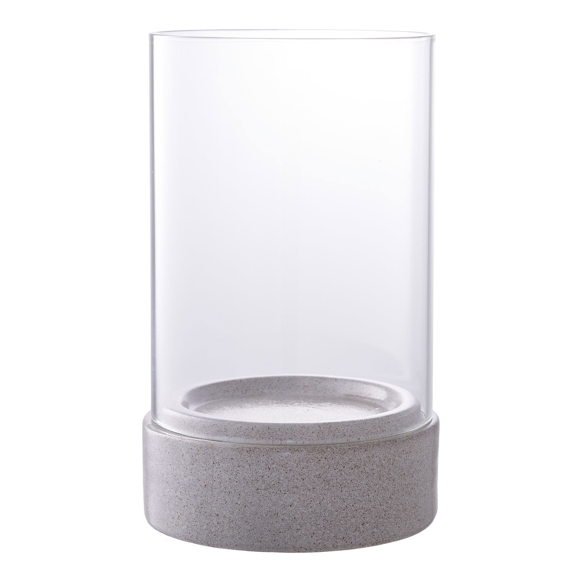 Hurricane Candle Holder - Hurricane candle holder, ceramic/glass, grey 16x25,5 cm
