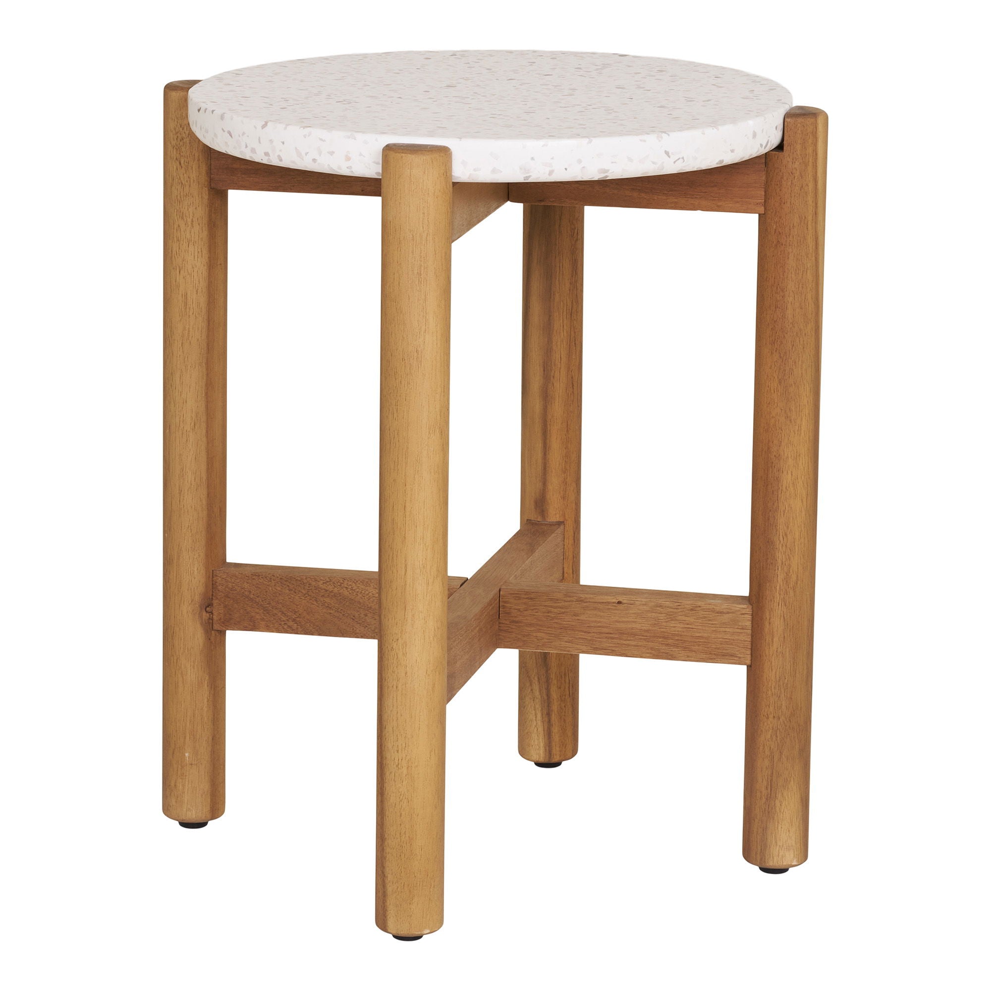 Terracina Side Table - Side table, acacia/terrazzo, natural ø37x46 cm