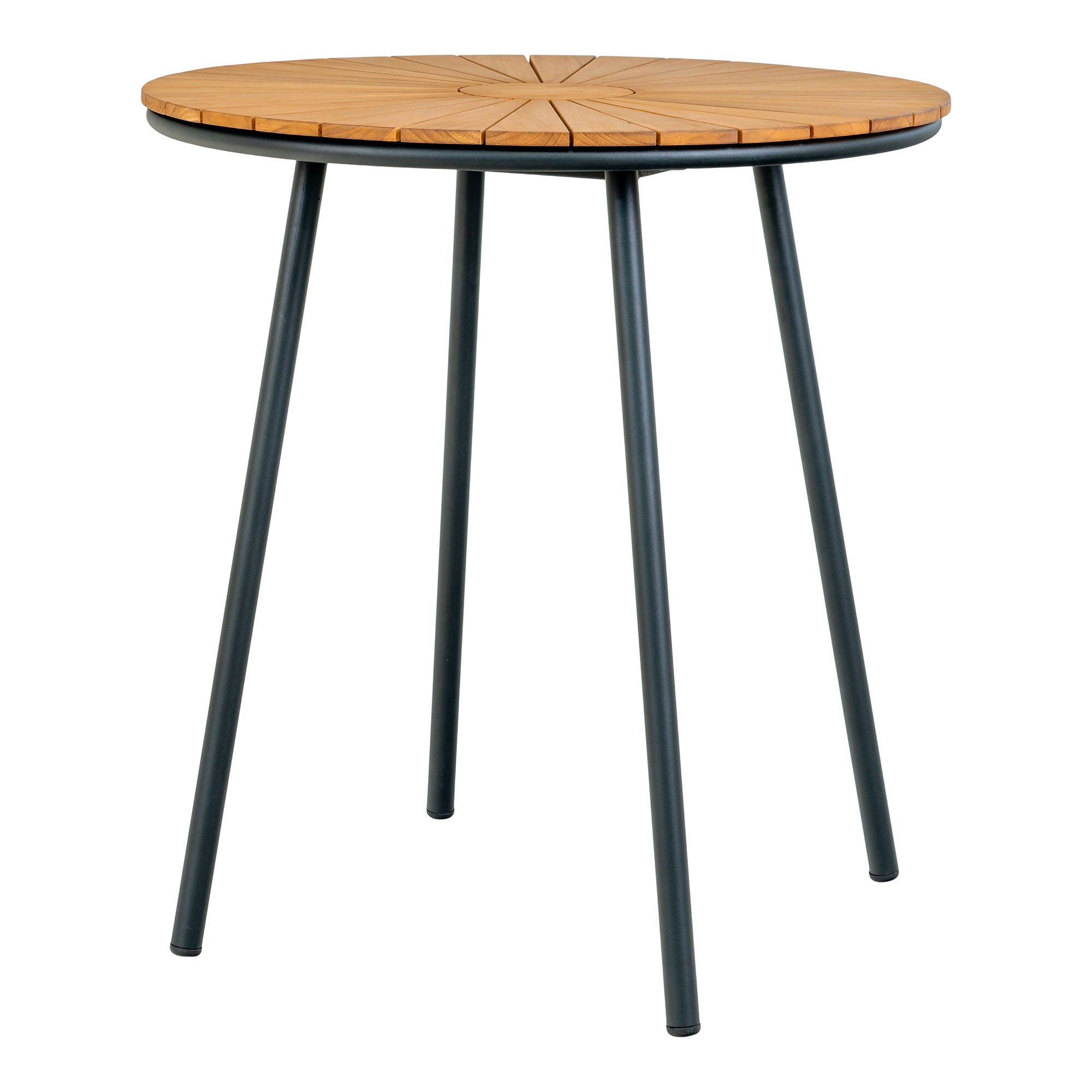 Cleveland Side Table - Side table, teak table top, natural, black legs ø70x74 cm