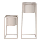 Marla Flowerpots - Flowerpots, steel, beige grey, set of 2