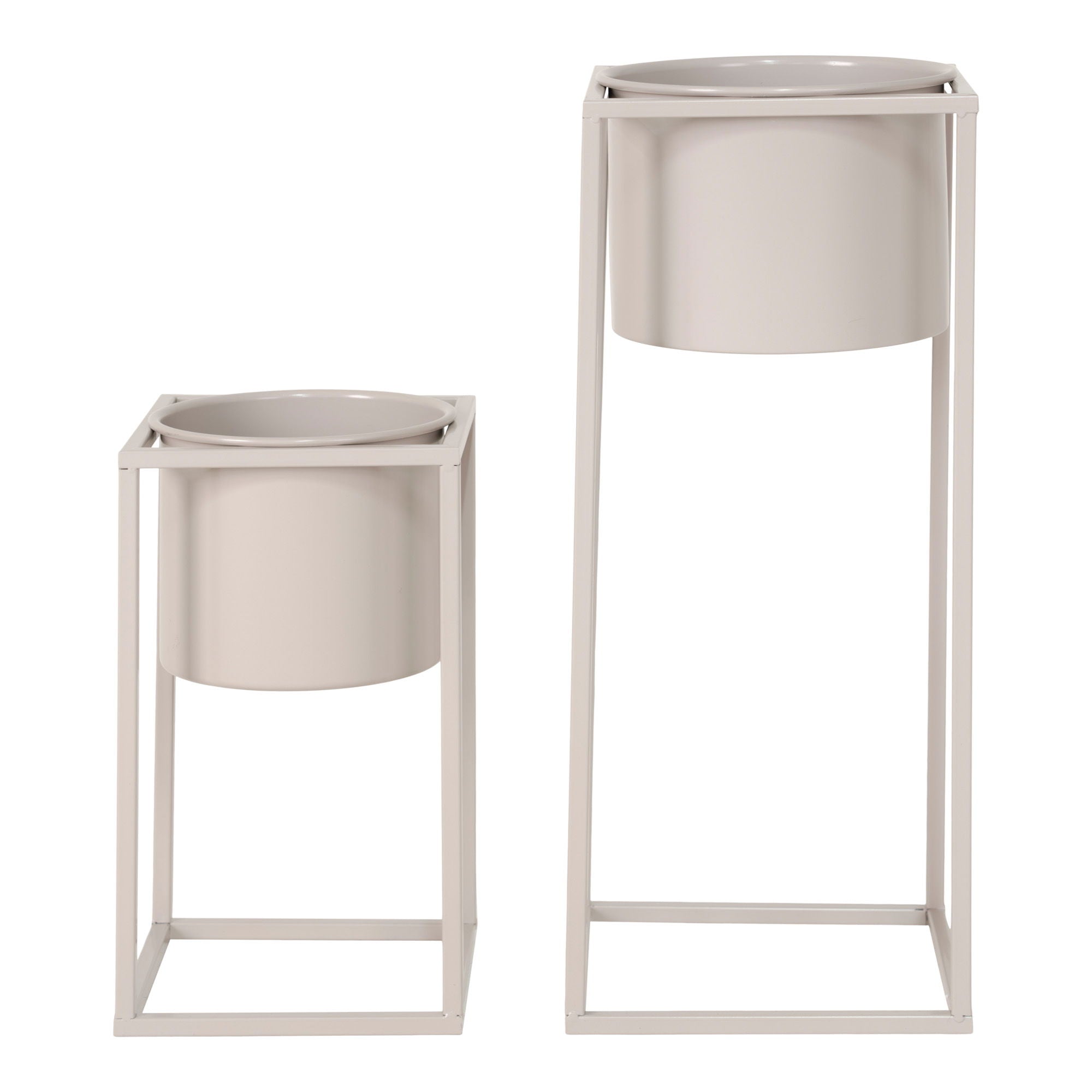 Marla Flowerpots - Flowerpots, steel, beige grey, set of 2