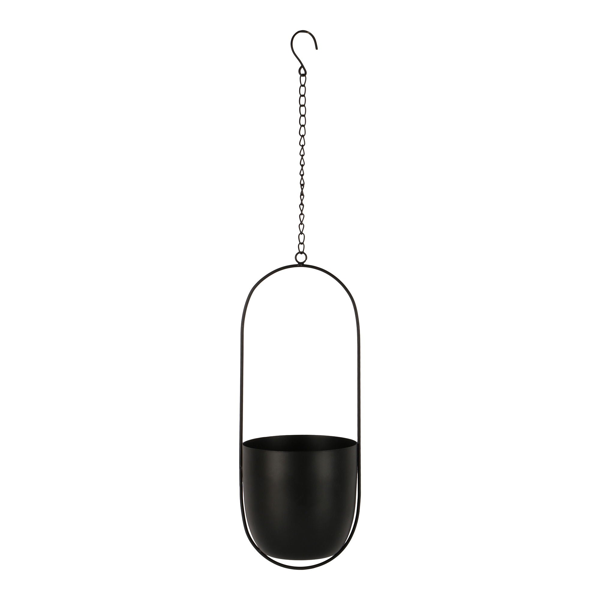 Celle Hanging Flowerpot - Hanging Flowerpot, metal, black, 15,5x14,5x37,5 cm