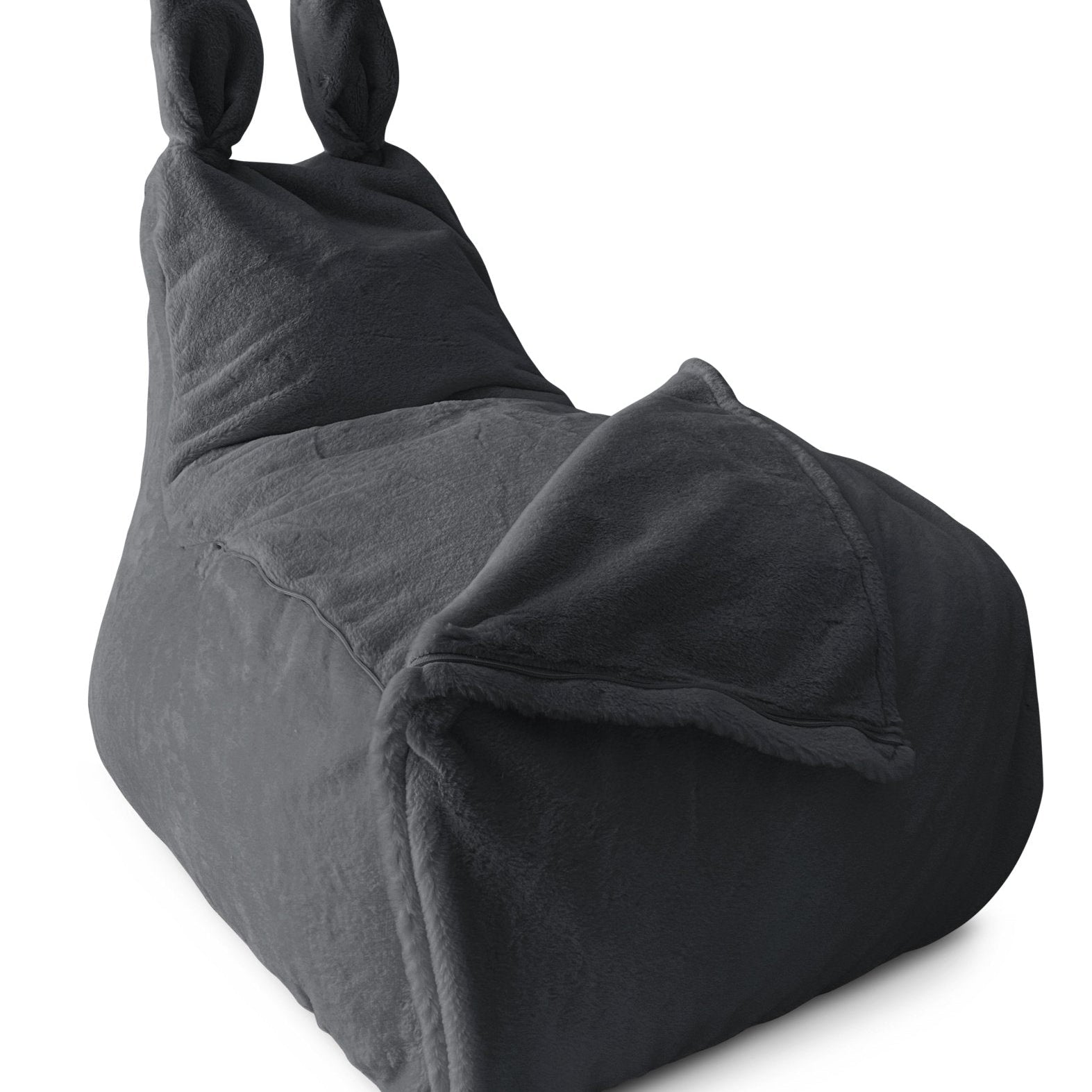 BUNNY L Bean Bag, Fur, Dark Grey - Scandinavian Stories by Marton
