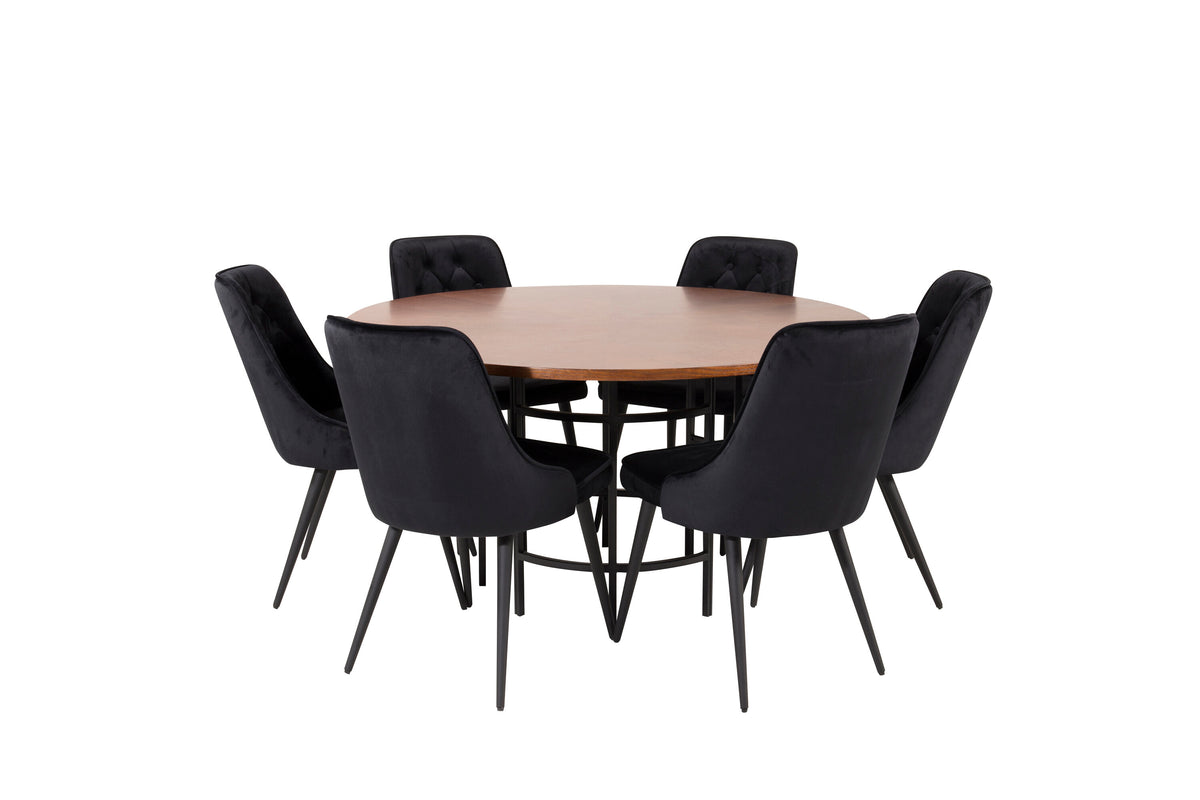 Copenhagen Dining Table with Velvet Deluxe Chairs