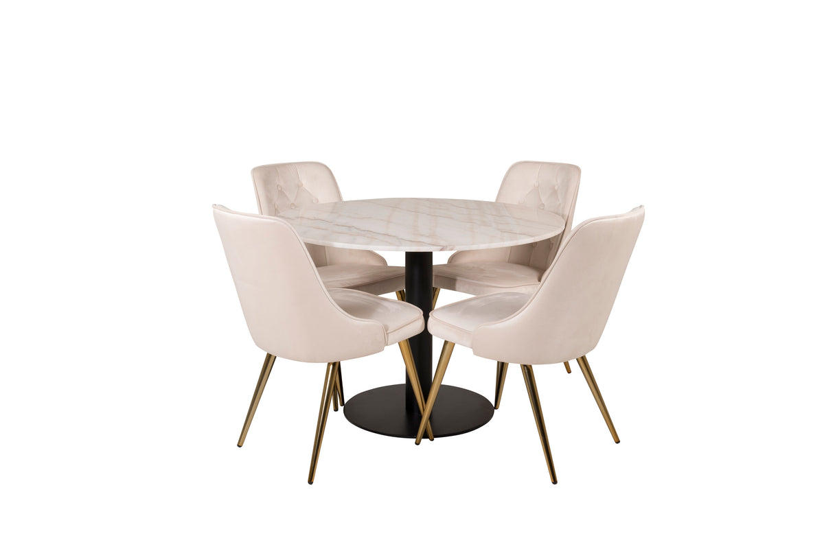 Estelle Dining Table with Velvet Deluxe Chairs